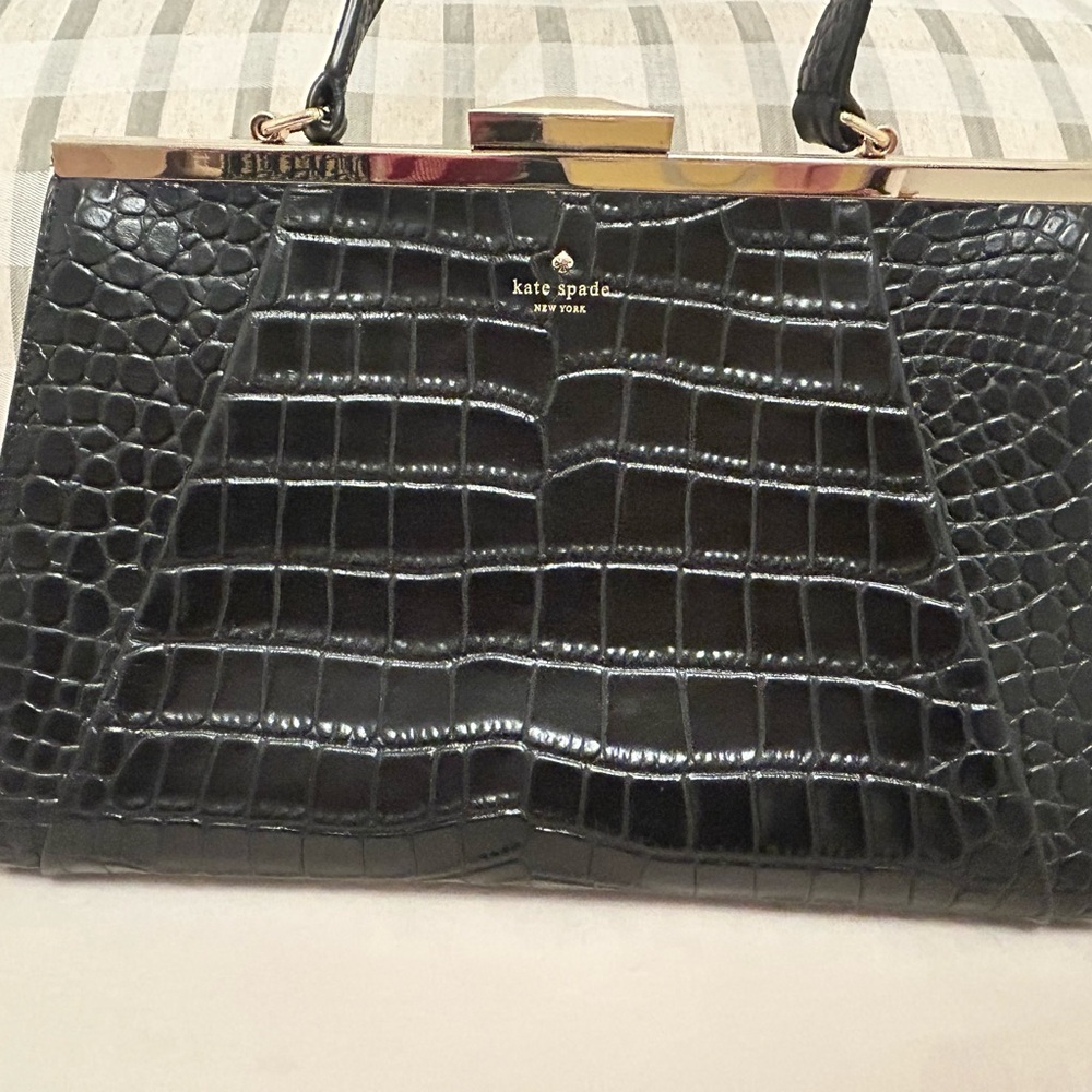 Kate Spade Black Croc-Embossed Satchel